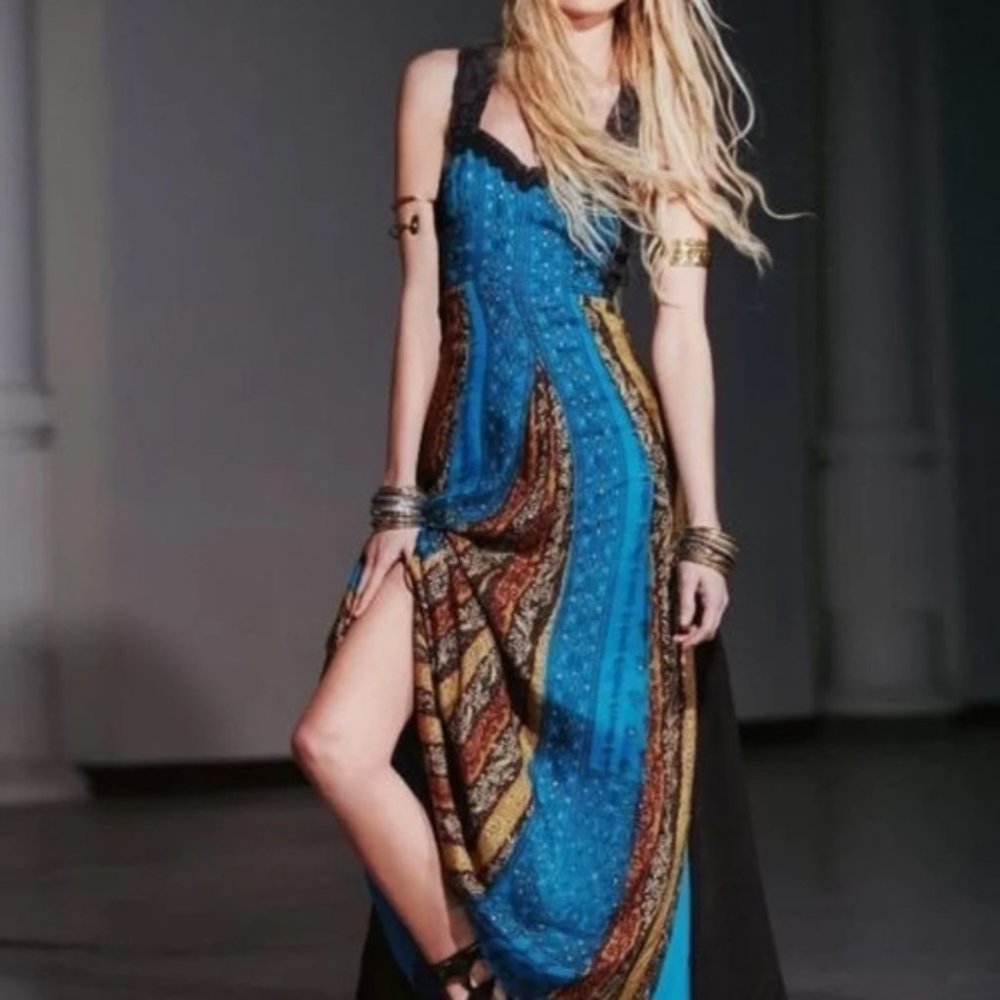 Free People Star Dust Beaded Maxi in Ocean Size 6